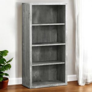 48" Gray Wood Four Tier Bookcase
