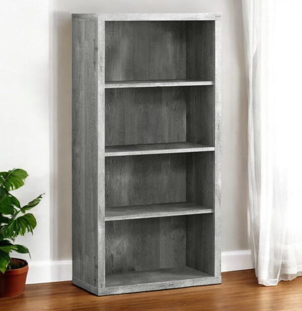 48" Gray Wood Four Tier Bookcase