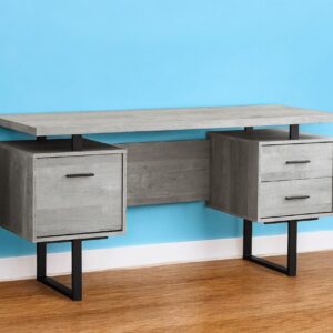 24" Gray and Black Computer Desk With Three Drawers