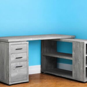 47" Gray L Shape Computer Desk With Three Drawers