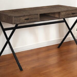 24" Brown and Black Computer Desk With Two Drawers