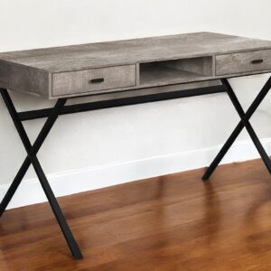 47" Taupe and Black Computer Desk With Two Drawers