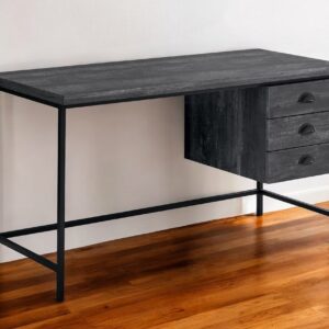 24" Gray and Black Computer Desk With Three Drawers