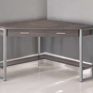 42" Taupe and Silver Corner Computer Desk