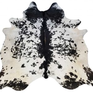5' X 6' Black And White Cowhide Handmade Area Rug