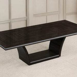 98" Dark Brown Solid Wood Self-Storing Leaf Pedestal Base Dining Table