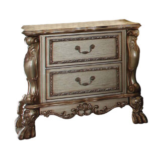 31" Gold Two Drawers Solid Wood Mirrored Nightstand