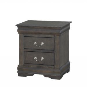 24" Gray Two Drawers Nightstand