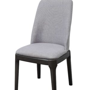 Set of Two Light Gray And Gray Upholstered Linen Dining Side Chairs