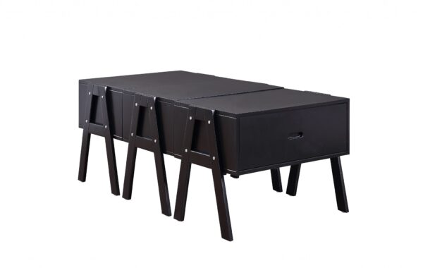 48" Black Convertible Coffee Table With Three Drawers