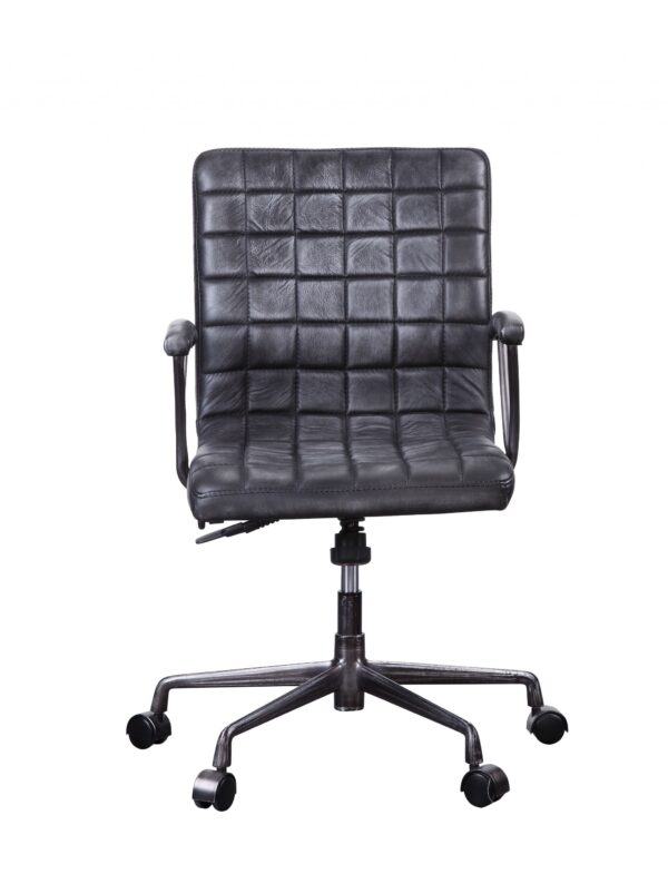 24" X 25" X 36" Vintage Black Top Grain Leather Aluminum Metal Upholstered (Seat) Casters Engineered Wood Executive Office Chair - Image 2