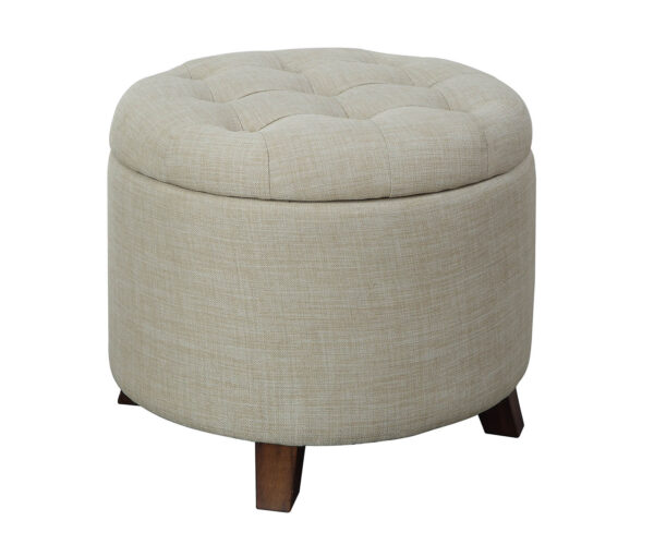20" Tan Linen And Brown Storage