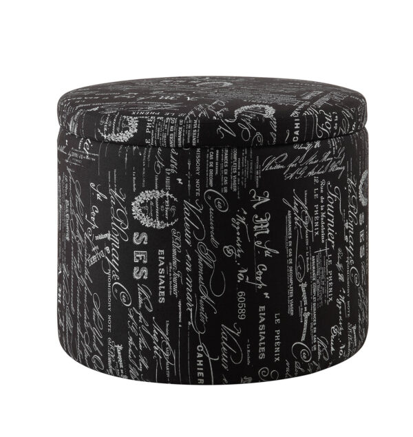 22" Black And White Polyester Blend Abstract Footstool Ottoman
