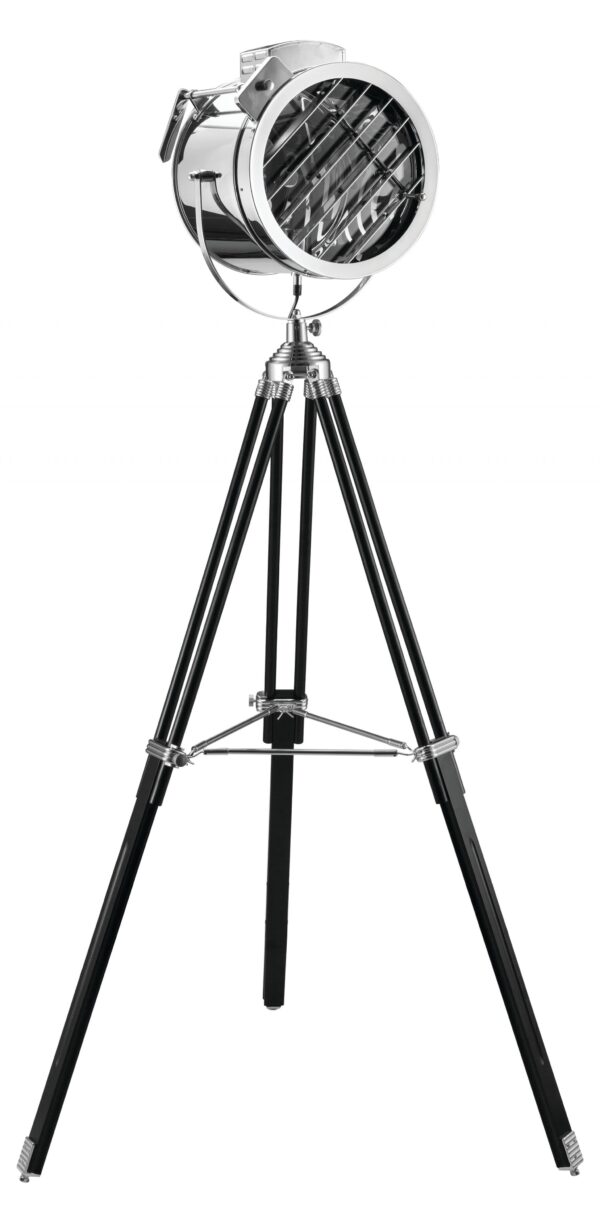 1" X 1" X 46~ 66" Black Chrome Metal Wood Floor Lamp - Image 2