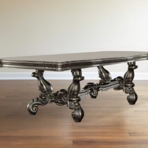 46" Platinum Solid Wood Trestle Base Dining Table