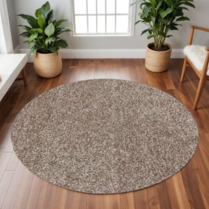 8' Beige Heather Round Indoor Shag Rug