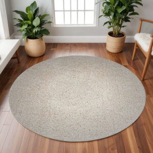8' Round  Polyester Ivory  Area Rug