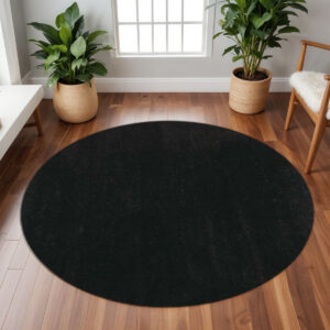 8' Espresso Brown Round Indoor Shag Rug