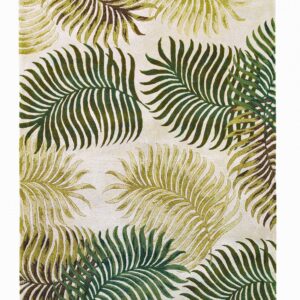 5' X 8' Natural Beige Hand Tufted Tropical Leaves Indoor Area Rug