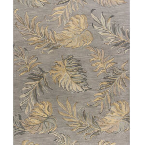 5' X 8' Gray And Taupe Wool Tropical Botanical Hand Tufted Area Rug