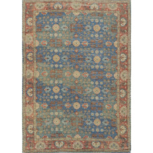 8' X 11' Blue Floral Handmade Area Rug