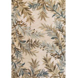 5' X 8' Ivory And Green Wool Botanical Leaves Hand Tufted Area Rug