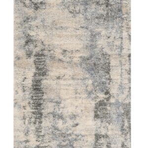 9' X 13' Ivory And Blue Abstract Area Rug