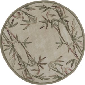 7' Round Wool Ivory  Area Rug