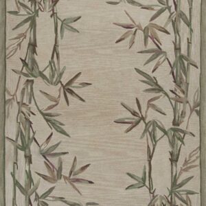 9' X 12' Ivory And Green Wool Tropical Botanical Hand Tufted Area Rug