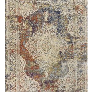 10' X 13' Ivory Blue and Orange Medallion Area Rug