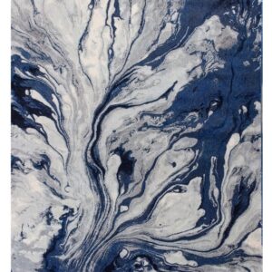 9' X 13' Blue Gray And Ivory Abstract Area Rug