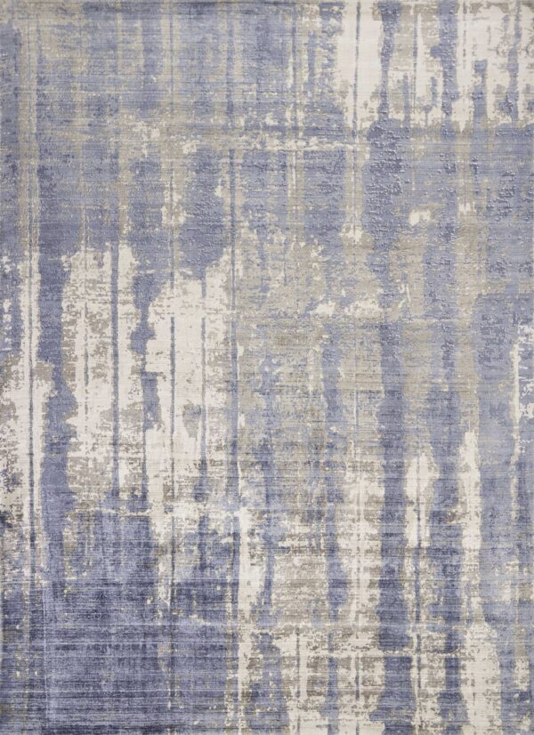 8' X 11' Blue and Gray Abstract Hand Loomed Area Rug