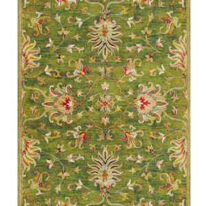 3' X 5' Green New Zealand Lambs Wool Floral Hand Tufted Area Rug