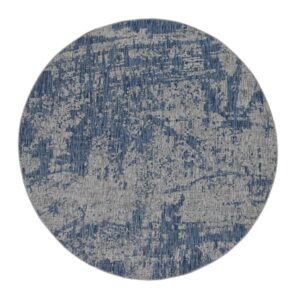 8' Gray Abstract Round Rug