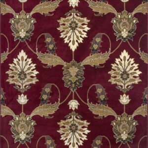 5' X 8' Red and Ivory Floral Area Rug