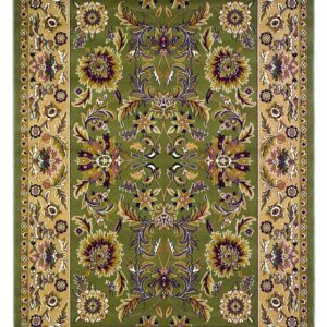 5' X 8' Green Or Taupe Floral Bordered Area Rug