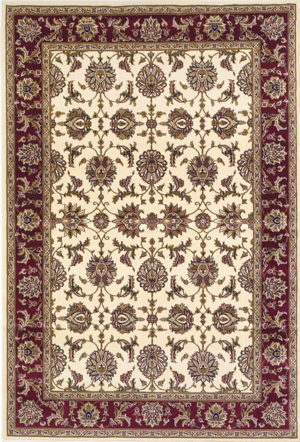 5' X 8' Ivory And Red Floral Area Rug