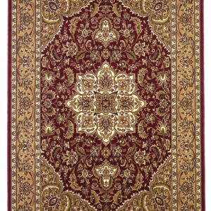 5' X 8' Red And Beige Floral Medallion Area Rug