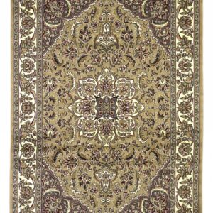 5' X 8' Beige And Ivory Floral Medallion Area Rug