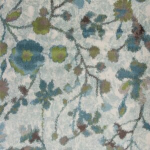5' X 8' Teal Blue Green And White Floral Area Rug