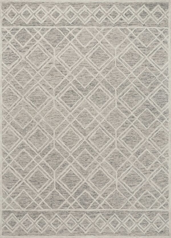 5' X 7' Sand And Light Gray Wool Geometric Hand Hooked Area Rug