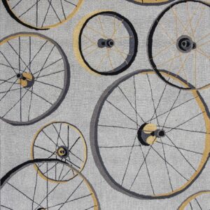 5' X 8' Gray Black And Yellow Abstract Geometric Hand Hooked Area Rug
