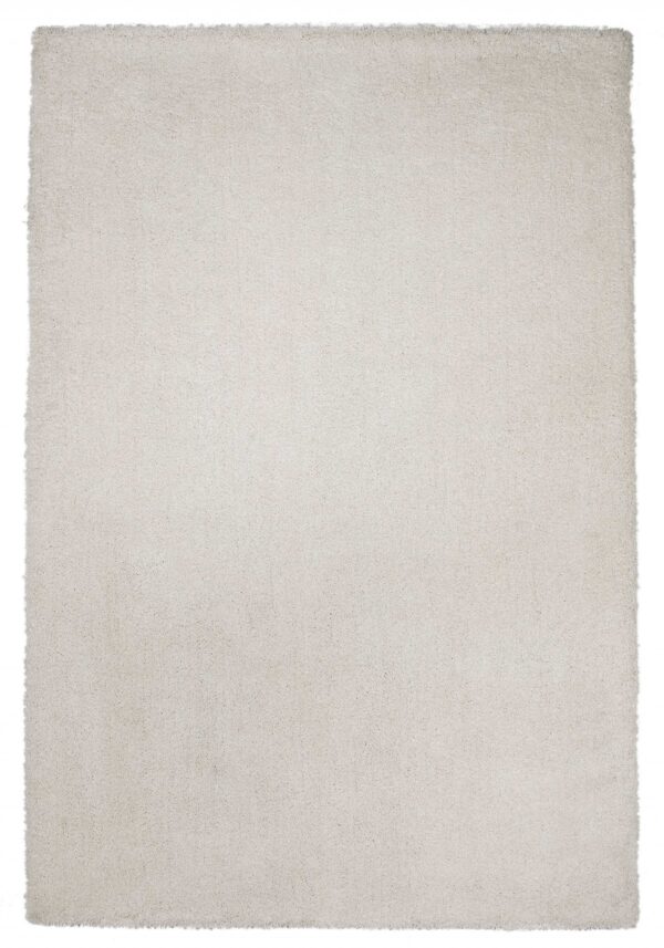 5' X 7' Ivory Shag Hand Woven Area Rug
