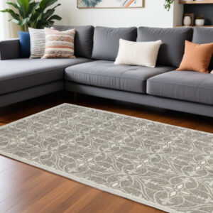 8' X 11' Gray Area Rug With UV Protection