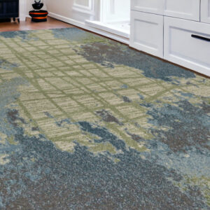 6' X 9' Blue And Green Abstract Area Rug