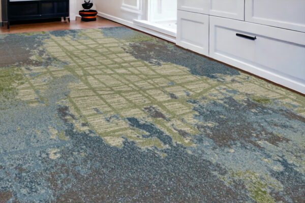 6' X 9' Blue And Green Abstract Area Rug