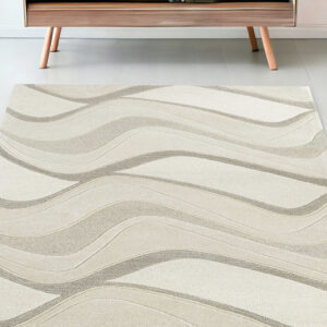 5' X 8' Ivory And Gray Wool Abstract Hand Tufted Area Rug
