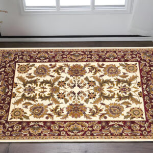 2' X 3' Red And Ivory Area Rug