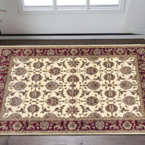 2' X 3' Red And Ivory Area Rug