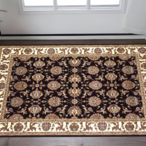 2' X 3' Black And Ivory Floral Area Rug